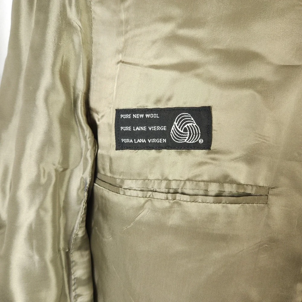 Chaps Ralph Lauren Men's Khaki Windowpane Wool Sport Coat‎ 46R Vintage